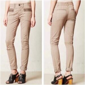 Pilcro and the Letterpress Anthropologie Tan Moto Skinny Utility Pants Size 2